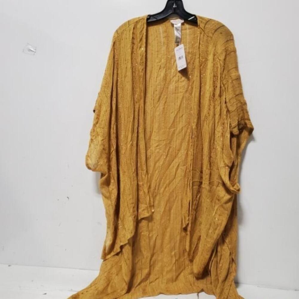 Free People Sequin Daydream Kimono Gold Sparkles New